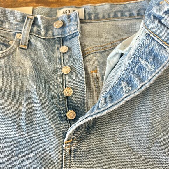 Agolde 90's Jeans in Fallout Distressed Light Wash Straight Leg Size 25 New NWT - Picture 10 of 12